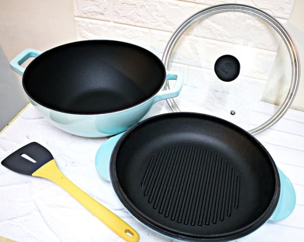 【摩堤MULTEE】28cm鑄鐵雙享鍋晶鑽藍。鑄鐵鍋推薦