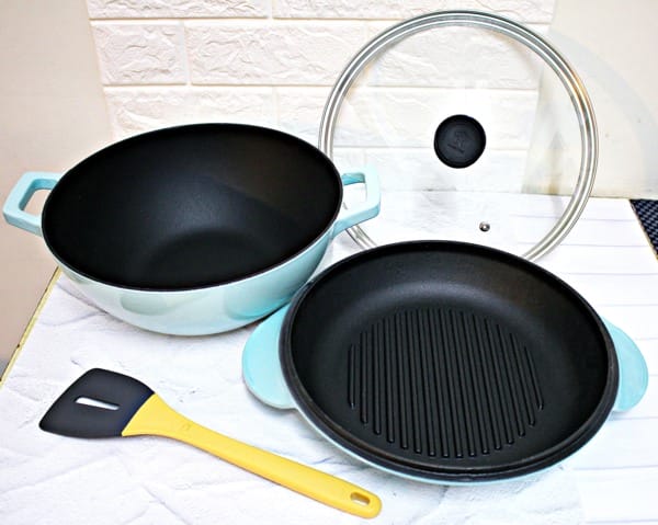 【摩堤MULTEE】28cm鑄鐵雙享鍋晶鑽藍。鑄鐵鍋推薦