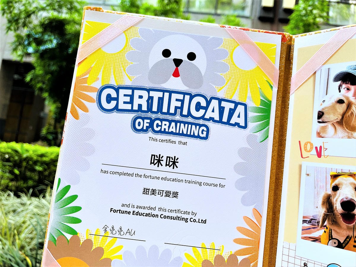 【汪心球SinStar】專屬毛孩精裝獎狀給毛孩最好的愛與鼓勵小臘腸咪咪獲頒『甜美可愛獎』!