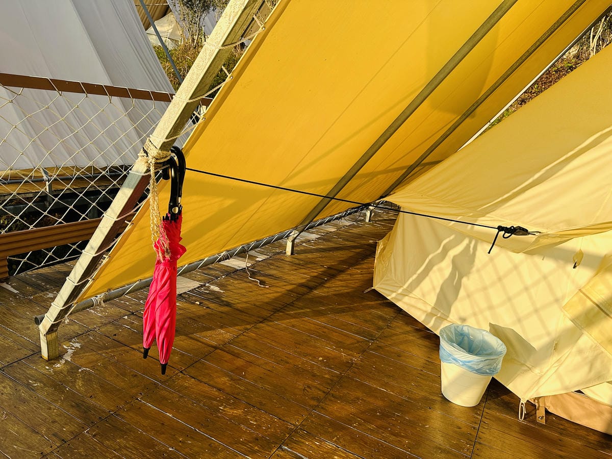 【蟬說:山中靜靜】台中酒桶山豪華秋冬露營,桂花弄帳篷區絕美景