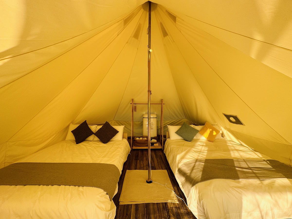 【蟬說:山中靜靜】台中酒桶山豪華秋冬露營,桂花弄帳篷區絕美景