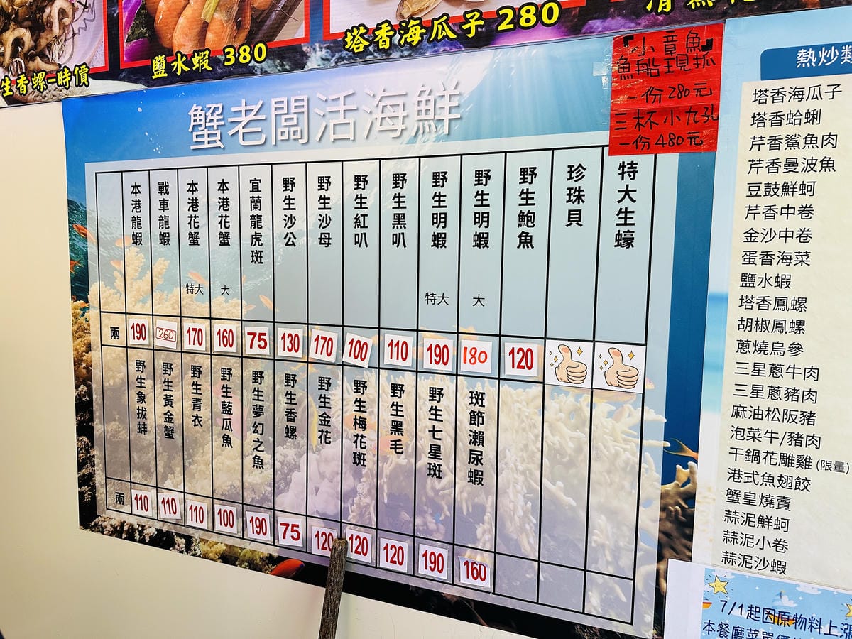 【蟹老闆活海鮮】宜蘭頭城烏石港美食推薦!活海鮮產地直送現撈現